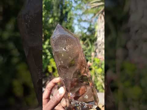 Polished Large Smokey Quartz Display Crystal with Veil Inclusions x 1 From Anjozorobe, Madagascar