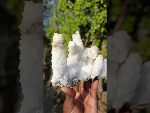 Natural Rare Lesotho Snow Finger Quartz Crystal Cluster with Calcite x 1 From Lesotho