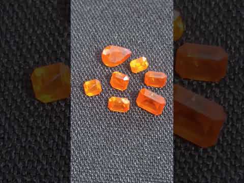 Polished Set of 7 Rare Bright Mandarin Garnet Faceted Stones x 1 From Sperrgebiet, Namibia