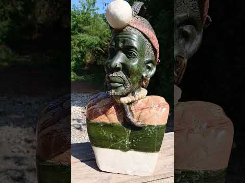 Hand XXL Made Zulu King Bust Verdite Carving x 1 From Southern Africa