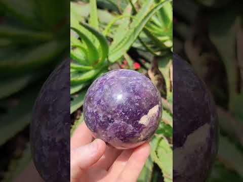 Polished Purple Lepidolite Sphere with Rubellite Pink Tourmaline x 1 From Madagascar