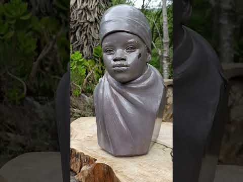 Hand Made Young African Girl Wonder Stone Bust Sculpture x 1 From Zimbabwe