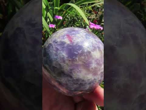 Polished Purple Lepidolite with Pink Rubellite Tourmaline Sphere x 1 From Madagascar