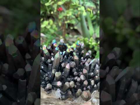 Natural Super Rare "Blacknite Quartz" Iridescent Cluster x 1 From Madagascar