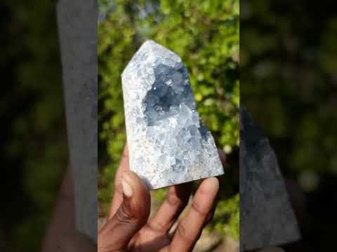 Polished and Natural Blue Celestite Geode Display Crystal x 1 From Sakoany, Madagascar