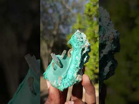 Natural Cabinet Size Tabular Barite and Malachite Specimen x 1 From Shinkolobwe mine, Congo