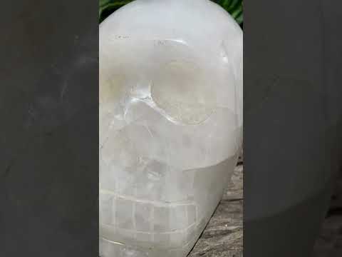 Hand Made Large White Quartz Crystal Skull Carving x 1 From Madagascar