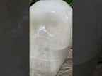 Hand Made Large White Quartz Crystal Skull Carving x 1 From Madagascar