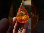 Hand Made Outstandingly Bright Fossil Amber Pendant on an 14 Carat Gold Bezel x 1 From Poland