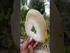 Polished and Natural Pair of Banded Agate Slices with Crystalline Centres x 1 From Maintirano, Madagascar