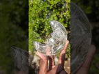 Polished Man on the Moon Rock Crystal Crescent Moon Carving x 1 From Madagascar