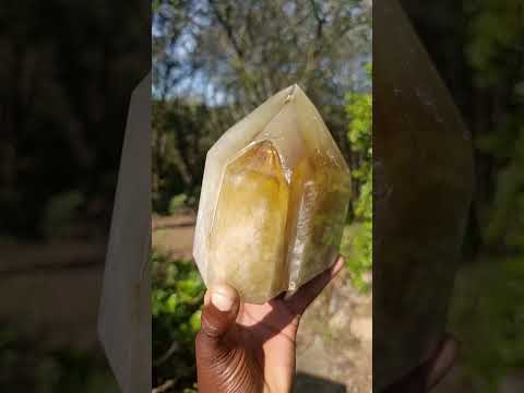 Polished Large Golden Citrine Twin Crystal x 1 From Anjozorobe Madagascar