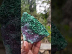 Natural Ultra Rare Cabinet Size Silver and Red Cuprite Specimen with Silky Malachite x 1 From Mashamba West, Congo