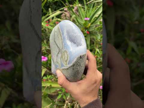 Polished XXL Blue Lace Agate with Lilac Amethyst Crystalline Geode, Display Piece  x 1 From Nsanje, Malawi
