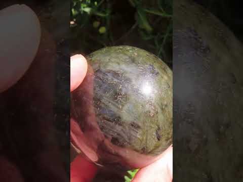 Polished Blue and Gold Flash Labradorite Sphere x 1 From Tulear, Madagascar