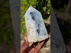 Polished and Natural Blue Celestite Geode Display Crystal x 1 From Sakoany, Madagascar