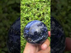 Polished Blue Sodalite Gemstone Sphere with Rose Wood Stand x 1 From Kunene River, Namibia