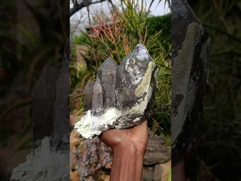 Natural Fluorescent Hyalite Capped Smokey Quartz Crystal Cluster x 1 From Erongo Mountain, Namibia