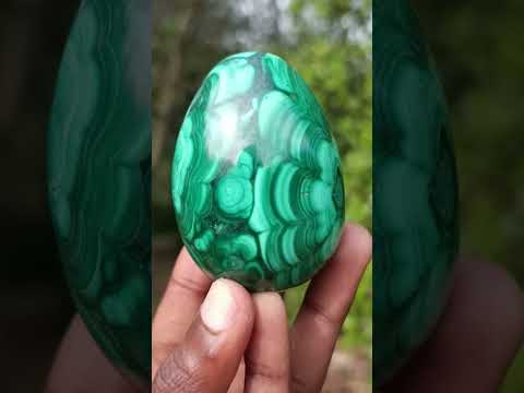 Polished Multi Ring Patterned Malachite Egg x 1 From Congo