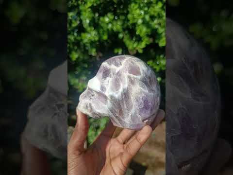 Hand Made Chevron Amethyst Skull Carving x 1 From Madagascar
