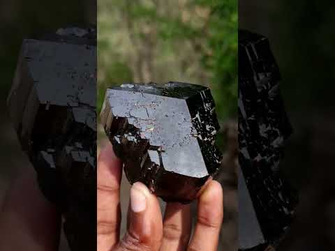 Natural Shiny Black Schorl Mercedes Star Terminated Crystal x 1 From Erongo, Namibia
