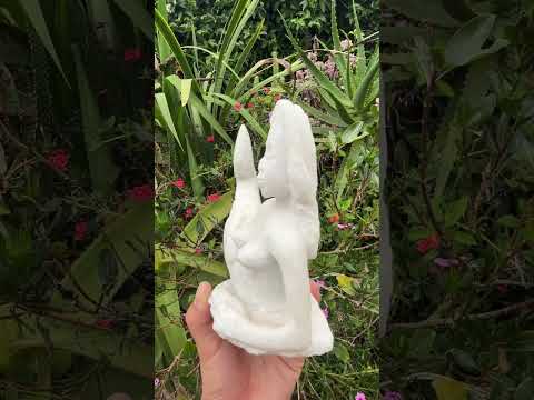 Hand-Made Unique White Marble Mermaid Carving x 1 From Zimbabwe