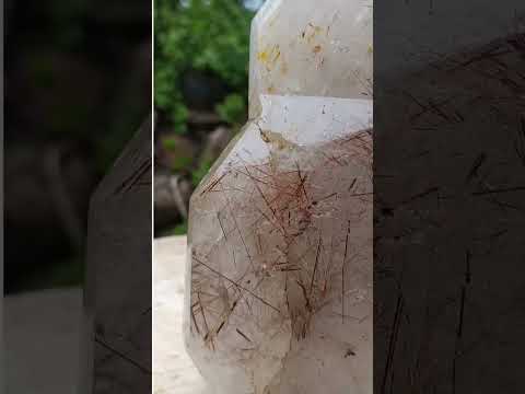 Polished XL Gold and Copper Rutile Quartz Crystal x 1 From Madagascar