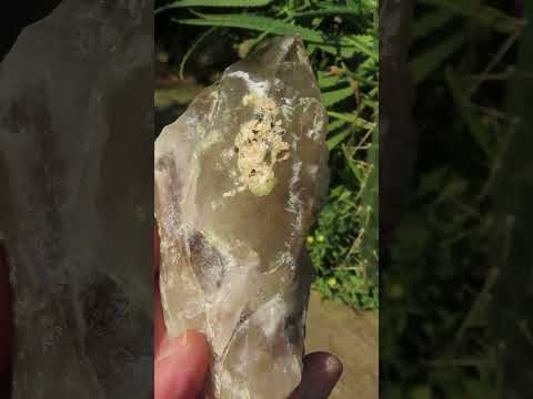 Natural Smokey Quartz with Hyalite Opal And Schorl Black Tourmaline Crystal x 1 From Erongo, Namibia