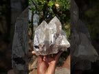 Natural Triple Terminated Smokey Quartz Cluster with Foitite Black Tourmaline and Hyalite Opal x 1 From Erongo, Namibia