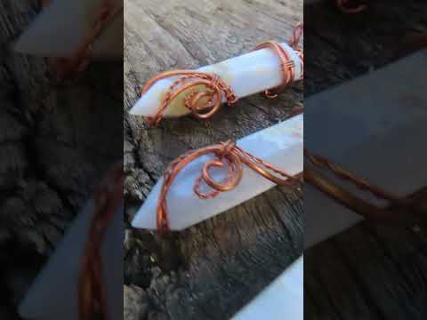 Polished Blue Lace Agate Wire-Wrapped Pendant - Sold Per Piece - From Namibia