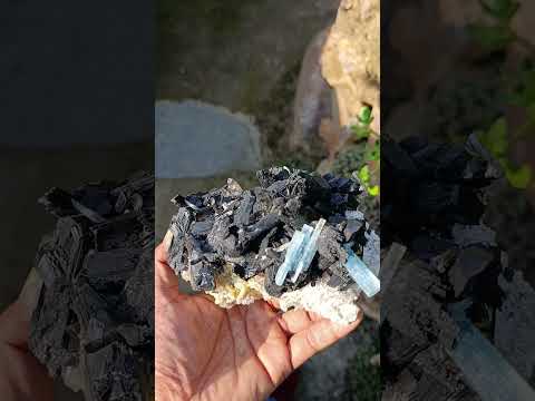 Natural Large Cluster of Gemmy Aquamarine and Black Tourmaline Specimen x 1 From Erongo, Namibia