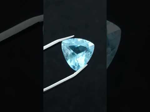 Polished Matching Set of 3 Swiss Blue Topaz Faceted Trillion Cut Stones x 1 From Switzerland