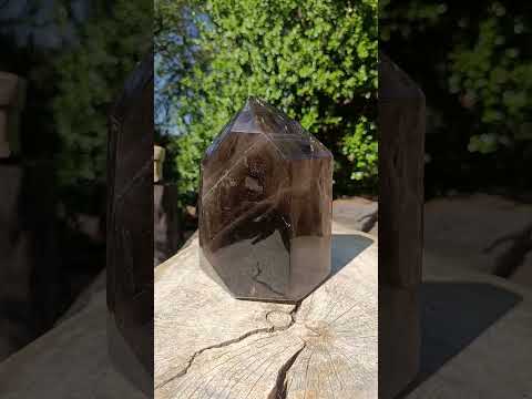 Polished XL Smokey Window Quartz Display Crystal x 1 From Madagascar