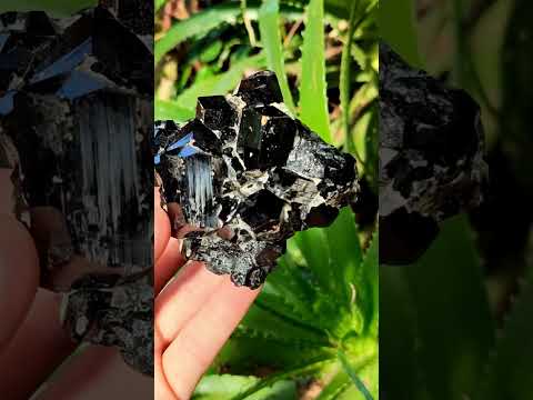 Natural Schorl Black Tourmaline Specimen with Hyalite Opal x 1 From Erongo, Namibia