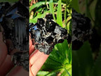 Natural Schorl Black Tourmaline Specimen with Hyalite Opal x 1 From Erongo, Namibia