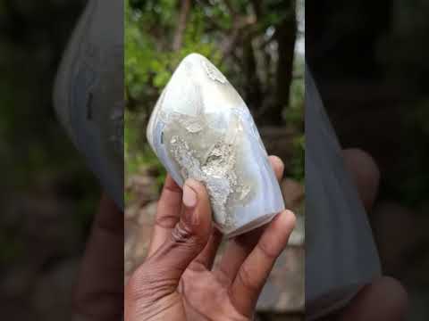 Polished and Natural Blue Lace Agate Standing Display Piece x 1 From Nsanje, Malawi
