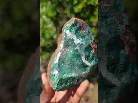 Natural Exquisite Clear Quartz Crystal Coated Chatoyant Silky Malachite Vug Specimen x 1 From Lupoto Mine, Congo
