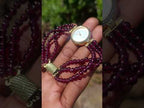 Hand Made Vintage Triple Strand Necklace and Wrist Watch Set Made From Mozambique Pyrope Garnet x 1 From Japan