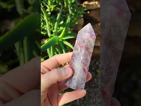 Polished Purple Lepidolite Display Crystal with Pink Rubellite Tourmaline x 1 From Madagascar