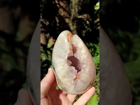 Polished Agate Egg with Crystalline Amethyst Centre x 1 From Maintirano, Madagascar