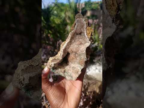 Natural Crystalline Smokey Quartz and Malachite in Dolomite Vug x 1 From Mindingi Mine, Congo
