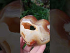 Polished Large Hollow Crystal Centred Carnelian Gemstone Heart x 1 From Lemur Island, Nosy Varika, Madagascar