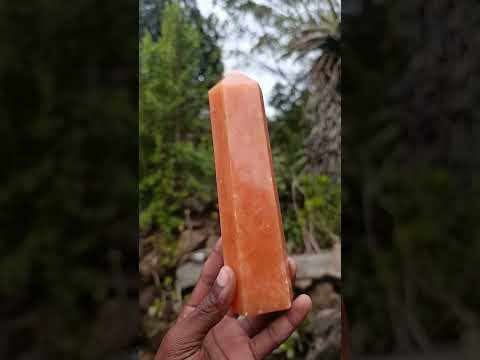 Polished Orange Twist Calcite Display Crystal x 1 From Madagascar