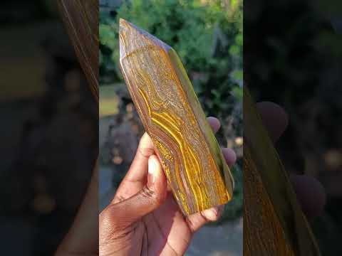 Polished "Golden River" Tigers Eye Display Crystal x 1 From South Africa