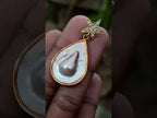 Hand Made Mabe Pearl Pendant and Matching Earrings Set with Tiny Melee Pointer Diamonds x 1 From Southern Africa