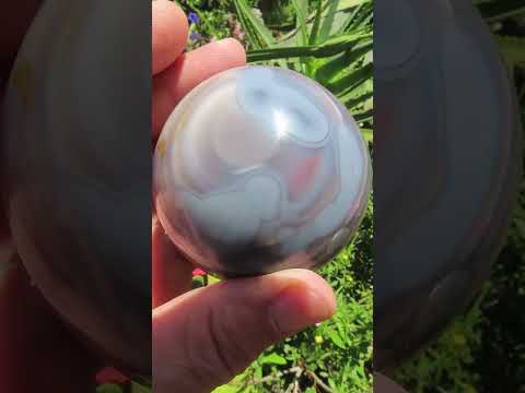 Polished Red, Grey and White Sardonyx Agate Sphere x 1 From Shashe River, Zimbabwe