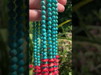 Hand Made Red Bamboo Coral and Turquoise Necklace x 1 From Mexico