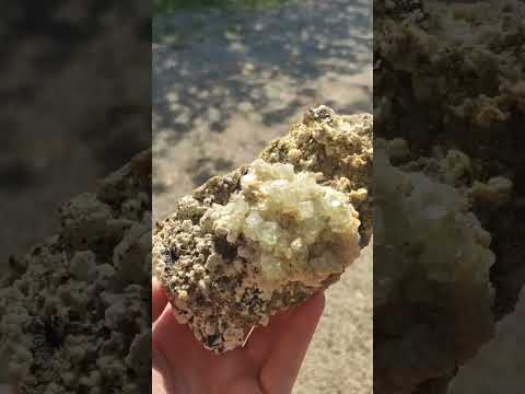 Natural Cubic Fluorite Island on a Feldspar Black Tourmaline and Hyalite Matrix x 1 From Erongo, Namibia