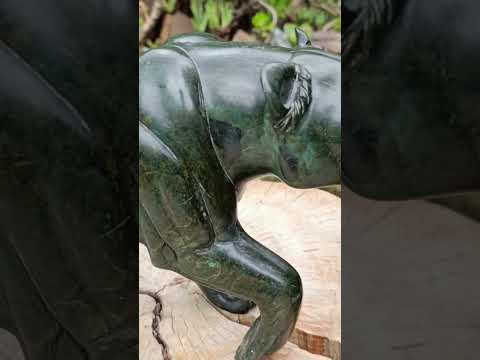 Hand Carved Green Verdite Leopard Carving x 1 From Zimbabwe