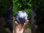 Polished Dark Purple with Silver Mica Silver Leaf Lepidolite Sphere x 1 From Zimbabwe